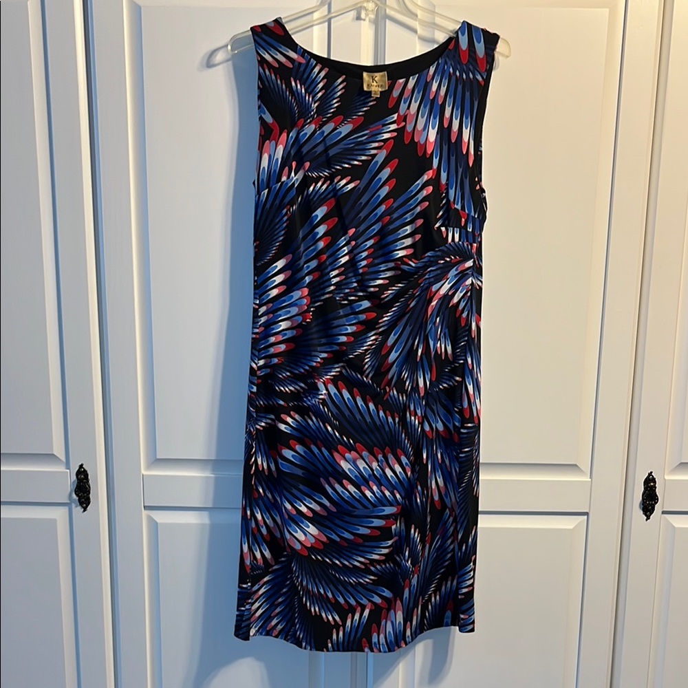 Kasper Sheath Midi Dress Sleeveless Lined Crew Neck